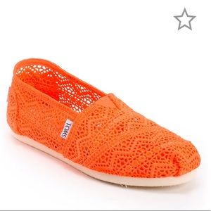 Toms Neon Coral Crochet Womens Slip On Shoes